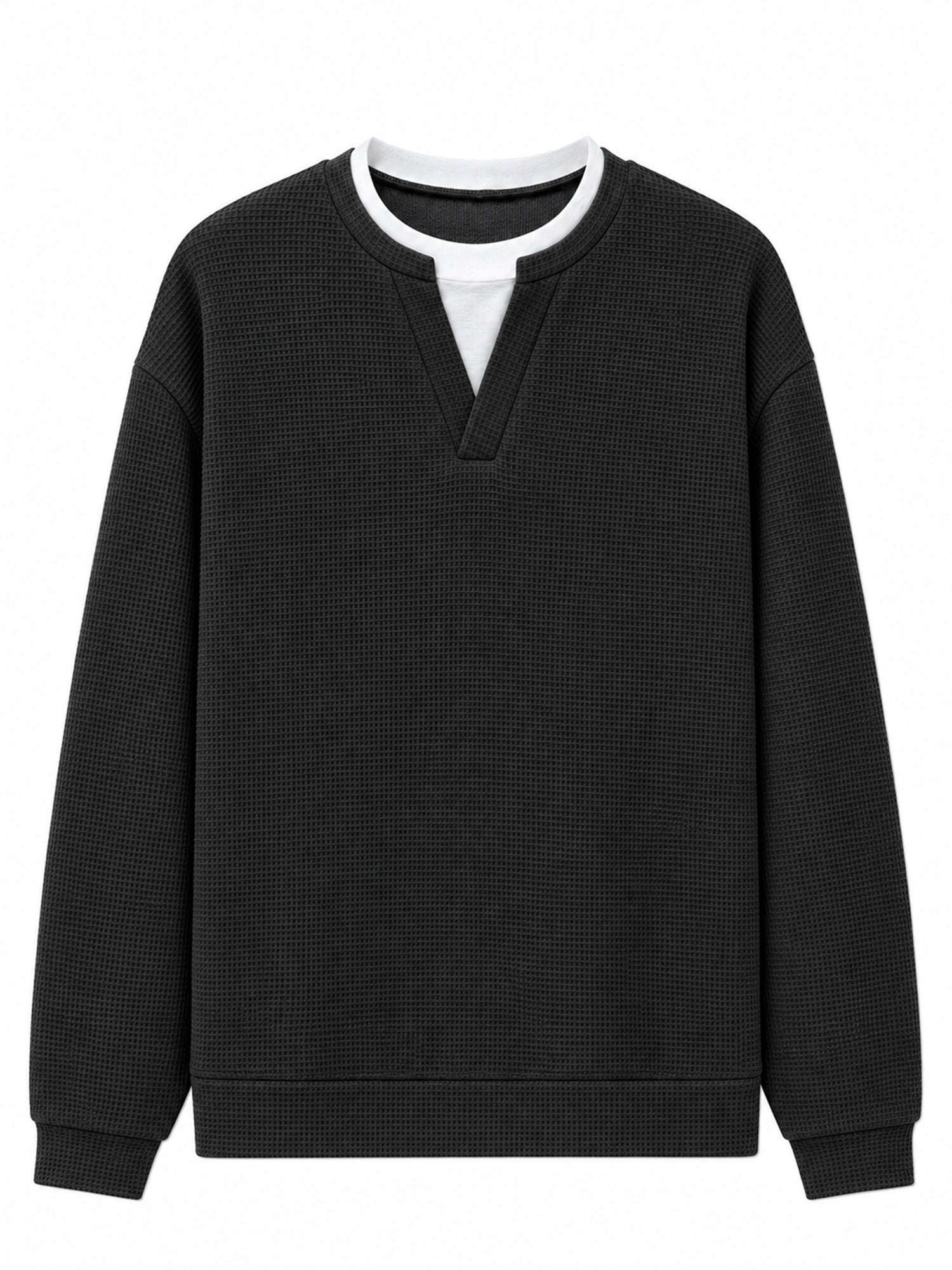 ✨💖Black Friday Mega Deal – 50% off!💖Men's Layered-Look Waffle T-Shirt | Comfortable everyday style with elegant texture 👚