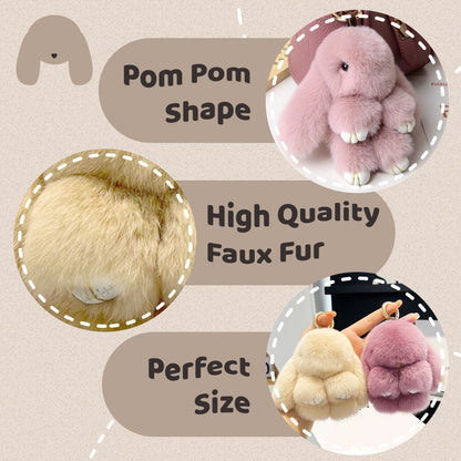 📢📢LIMITED TIME SPECIAL SALE 50% OFF !! ⏰🐰Handmade Soft Bunny PomPom Charms – Fluffy, Cute & Perfect for Bags, Keys & Gifts🎉