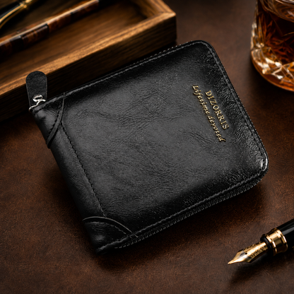 Vintage Men's Short Zip-Around Trifold Wallet