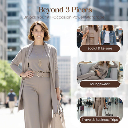 ⏳Time-Limited Special⏰Elegant 3-piece set including long cardigan, top and pants💞
