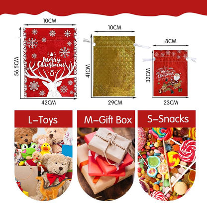 🔥Achetez-en 2, obtenez-en 1 gratuit🎅🎁Sac cadeau de Noël avec cordon de serrage
