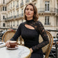 ⏳⏰Women's Asymmetrical Cutout Lace Sleeve Top