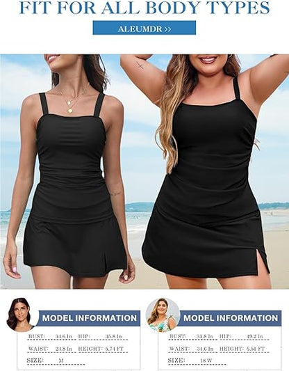💥Offerta speciale dell'ultimo giorno - 50% di sconto🩱Costumi da bagno tankini due pezzi vintage da donna contenitivi per la pancia