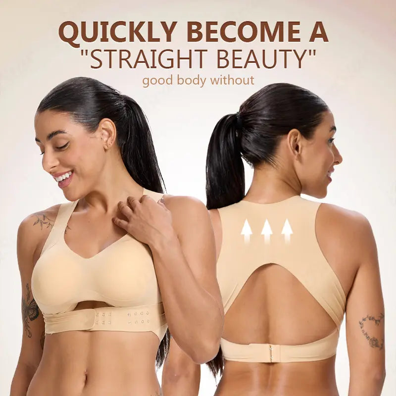 🔥Women’s Beige Wireless Bra, Soft Breathable Non-removable Moulded Cups, Yoga Fitness Sportswear for Gym & Daily Training