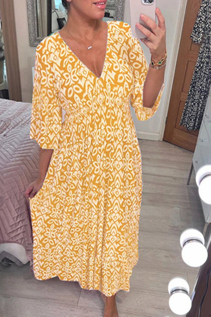 🔥SUMMER SALE 53% OFF 👗New Floral Print V Neck-Long Dress
