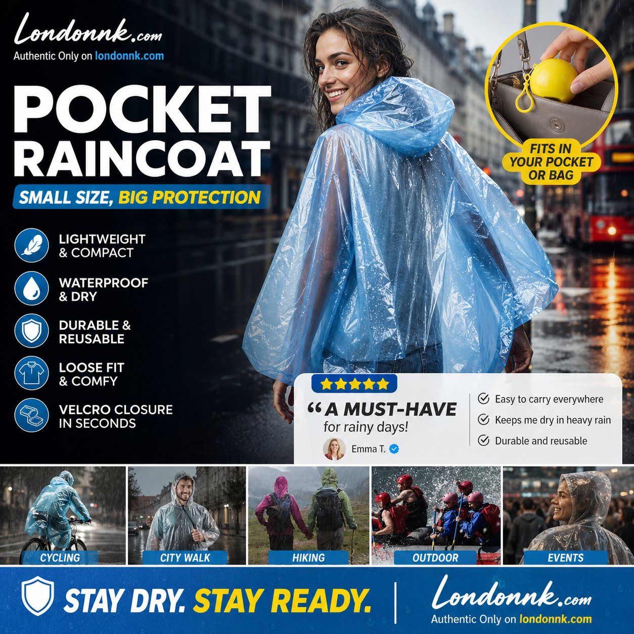 🥳BUY 1 GET 1 FREE! ☔Pocket-Sized Ball Disposable Raincoat – Ultra‑compact ball packaging fits in any bag, purse or glove box. Waterproof & easy to use – always ready for sudden showers! 🌧️✨