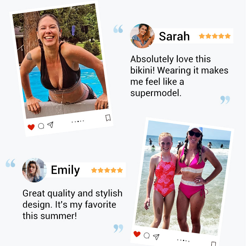 😍👙High Waisted Tummy Control Color Block Bikini Sets