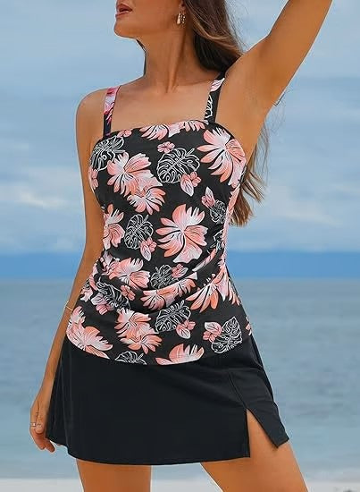 💥Offerta speciale dell'ultimo giorno - 50% di sconto🩱Costumi da bagno tankini due pezzi vintage da donna contenitivi per la pancia