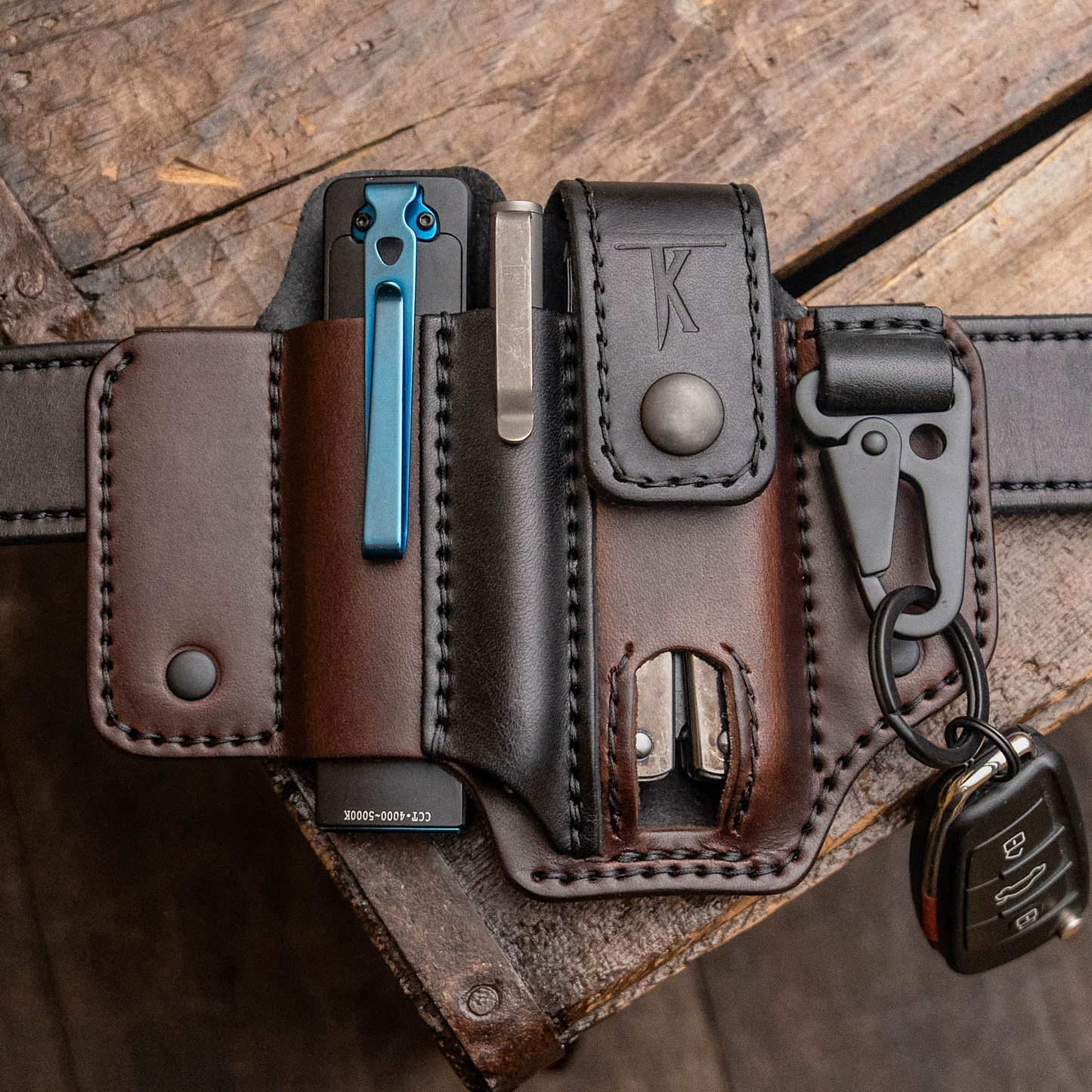 Tactical leather multi-tool belt bag