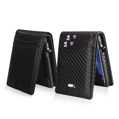 ✨AirTag Wallet for Men - with Pop Up Aluminum Case Money Clip Slim Leather Slots Credit Card Holder RFID Blocking Bifold Minimalist Wallet