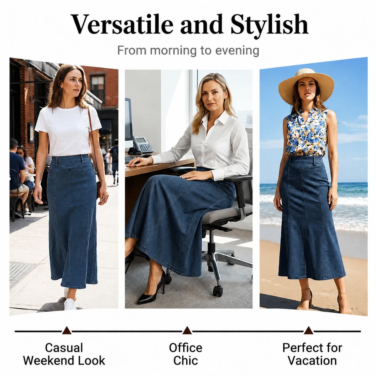 🎉 2026 Sale — Over 28,200 Sold!💙Women's High‑Waist A‑Line Denim Maxi Skirt – Flattering 👗