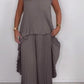 💖LAST DAY SALE 50% OFF💖Laney Pleated Short Sleeve Irregular Midi Top and Elastic Waist Wide Leg Pants Set✨