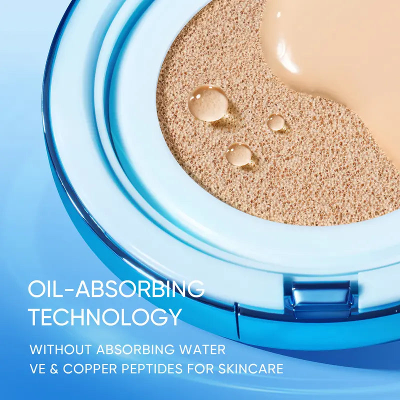 ❤️New Shade Launch❤️SKINTIFIC Velvet Matte Cushion Foundation Blue Ultra Cover Powder Foundation, 12h Oil-Control, Lightweight, Long-Lasting, Waterproof Korean Cushion Makeup