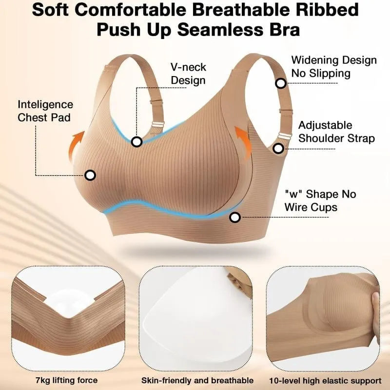 ⏰Last Day Sale 50% OFF 🎁Subtle Striped Seamless Bra W-Support Wireless Comfort Bra