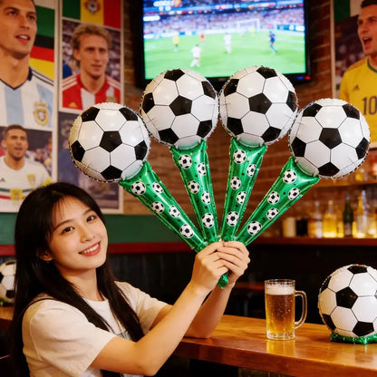 ⚽🏆 50pcs 2026 World Cup Party Set 4 Soccer Headbands 4 Cheer Sticks 🎉🎈 Foil Balloons Photo Backdrop