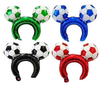 ⚽🏆 50pcs 2026 World Cup Party Set 4 Soccer Headbands 4 Cheer Sticks 🎉🎈 Foil Balloons Photo Backdrop