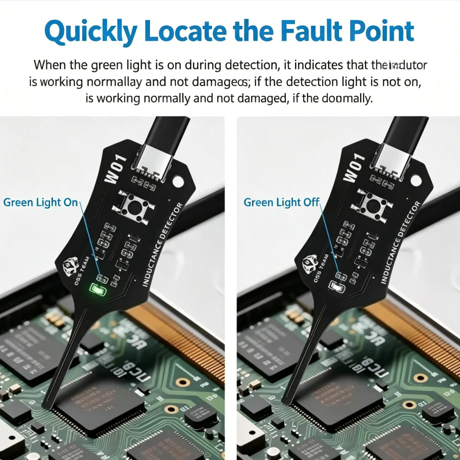 In-Circuit Inductor Tester – One-button simplicity, clear indicator. Non-contact, rapid diagnosis. A must-have for electronics repair. 📟🕊️