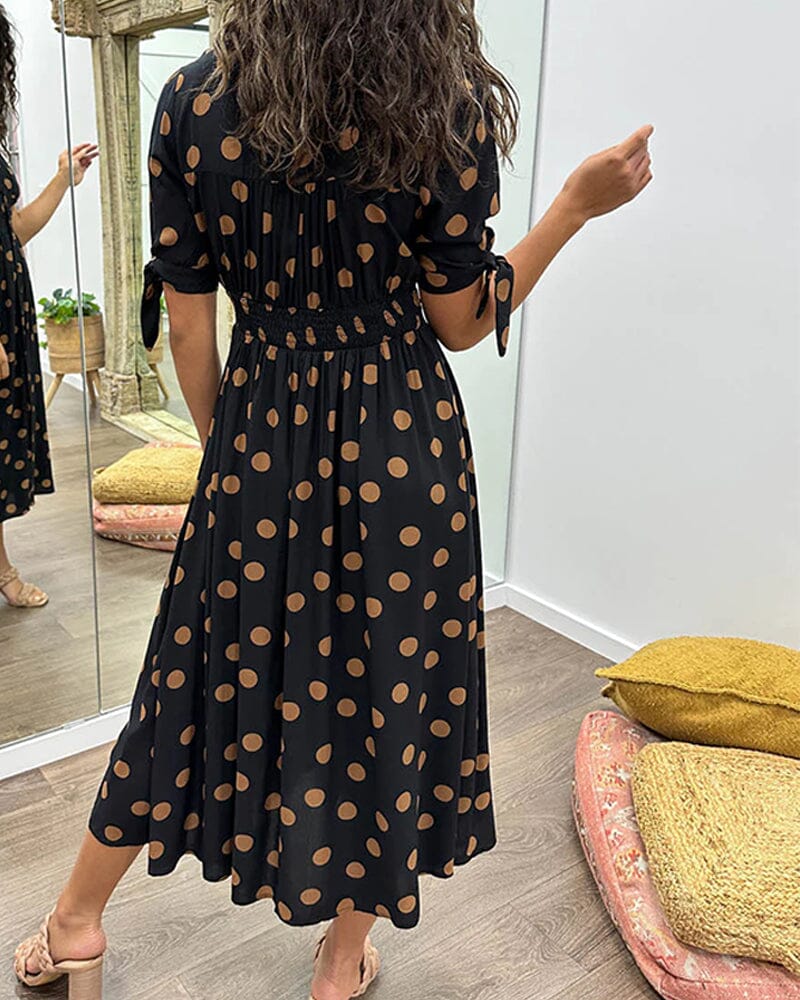 🌷Limited Time 53% OFF💞💃Deep V-neck polka-dot dress