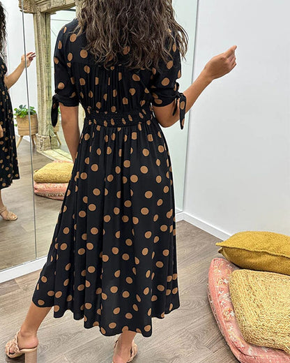 🌷Limited Time 53% OFF💞💃Deep V-neck polka-dot dress
