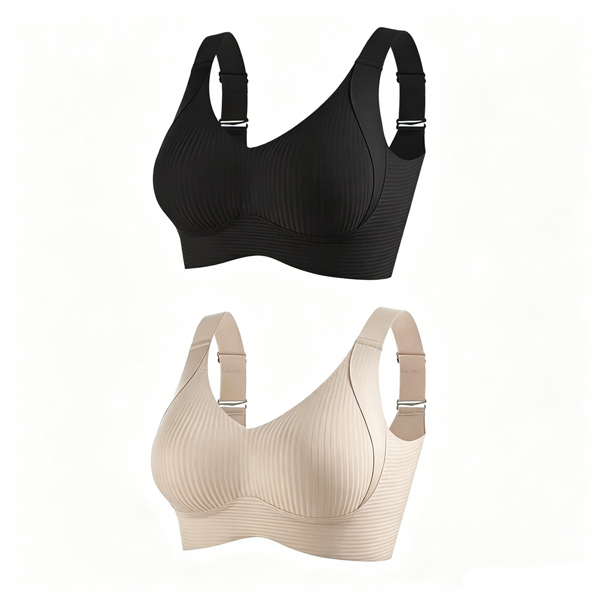 ⏰Last Day Sale 50% OFF 🎁Subtle Striped Seamless Bra W-Support Wireless Comfort Bra