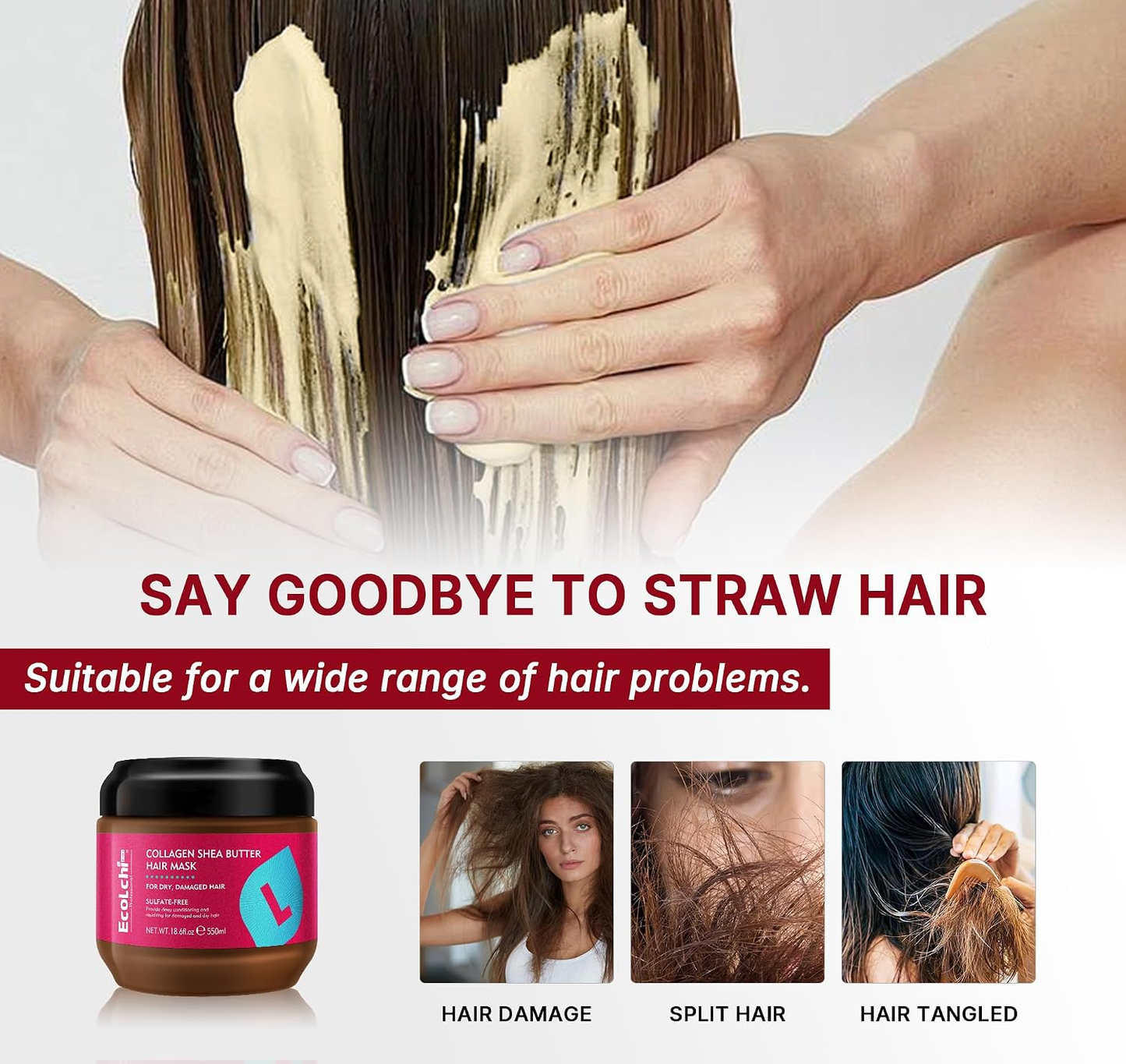 ✨ Collagen Shea Butter Hair Mask – Deep Repair Treatment for Dry, Damaged & Frizzy Hair, Suitable for All Hair Types