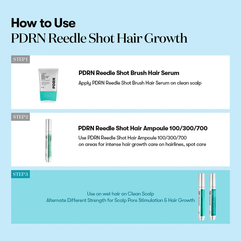 ✨ VT COSMETICS PDRN Reedle Shot Hair Serum Brush – Scalp Care & Root Nourishing Treatment