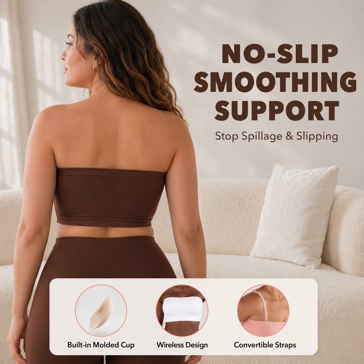 📢📢LIMITED-TIME  50%!!☀️Anti-Slip Grip & Removable Straps✨Convertible Strapless Bandeau Bra with Wireless Comfort👍Suitable for All Body Types