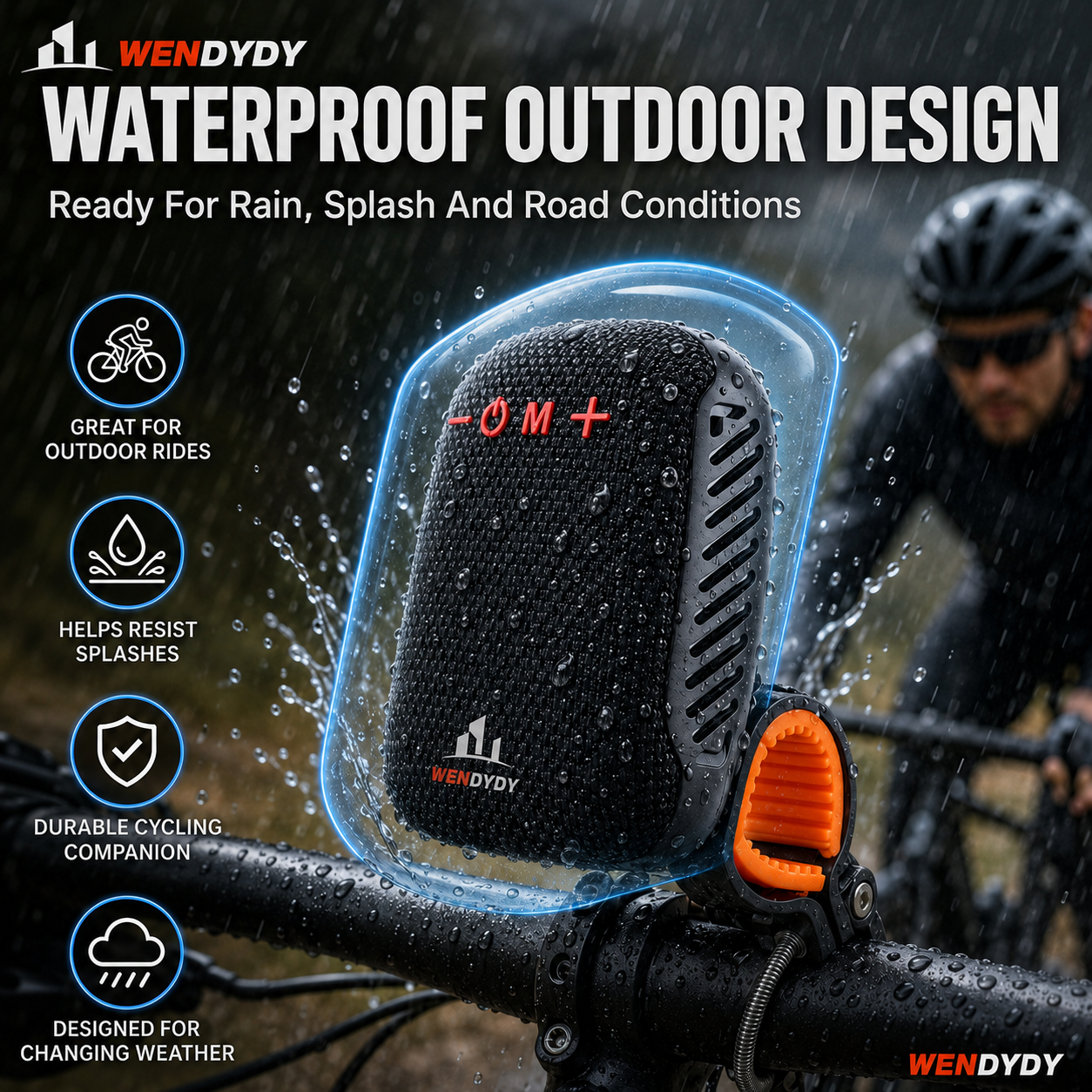 🚴‍♂️🎵 Waterproof Bike Bluetooth Speaker – IPX5, TWS stereo, hands‑free calls. Secure mount, 70m range. Ride with beats! 🔊✨