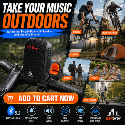🚴‍♂️🎵 Waterproof Bike Bluetooth Speaker – IPX5, TWS stereo, hands‑free calls. Secure mount, 70m range. Ride with beats! 🔊✨