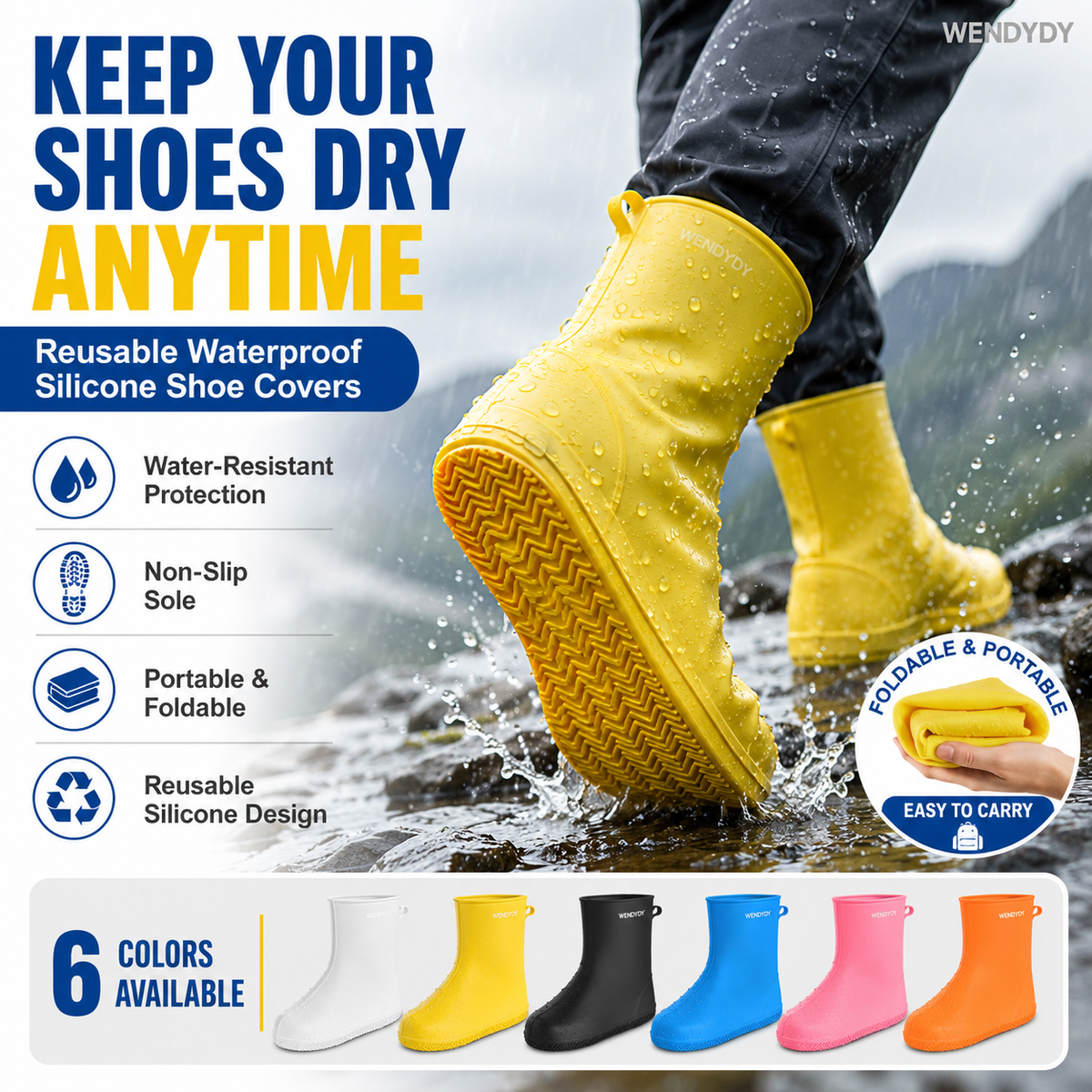 🖤Black Friday Sale:50% OFF🖤🔥 Stop Soaked Sneakers! Heavy-Duty Rain Shoe Covers – Anti-Slip & Fold Into Your Bag 🌧️