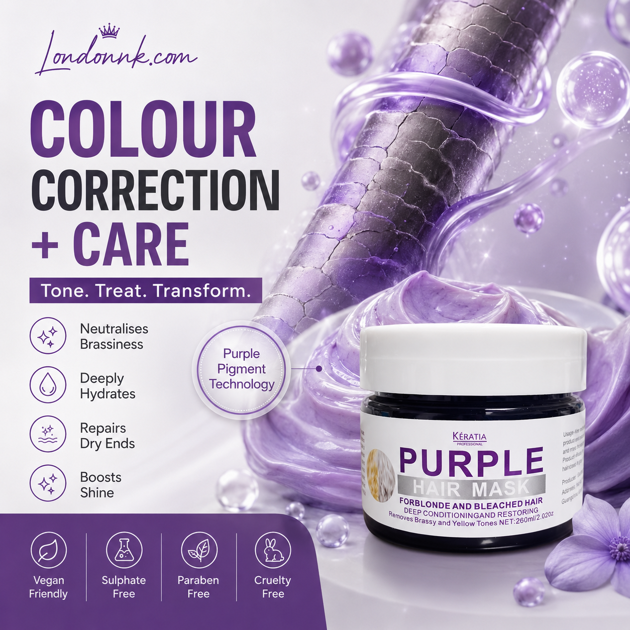 ‍♀Want to lighten your hair color?Your hair needs urgent care!Moisturizing Purple Hair Mask with Long-Lasting Scent
