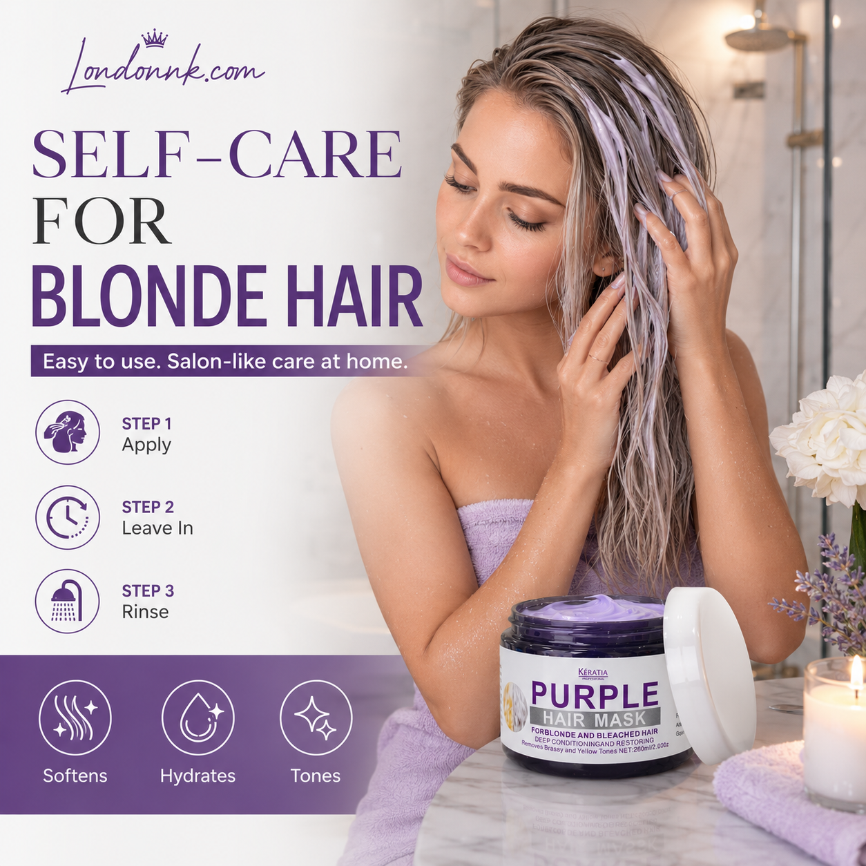 ‍♀Want to lighten your hair color?Your hair needs urgent care!Moisturizing Purple Hair Mask with Long-Lasting Scent