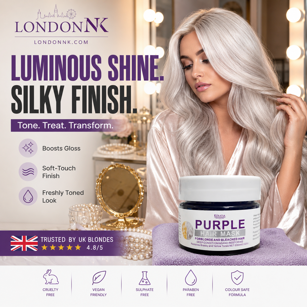 ‍♀Want to lighten your hair color?Your hair needs urgent care!Moisturizing Purple Hair Mask with Long-Lasting Scent