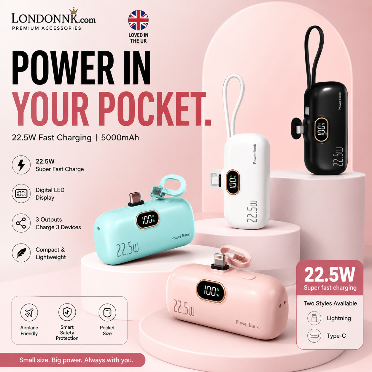FLASH SALE - ￡9.99!!5000mAh Mini Portable Charger Power Bank for phone