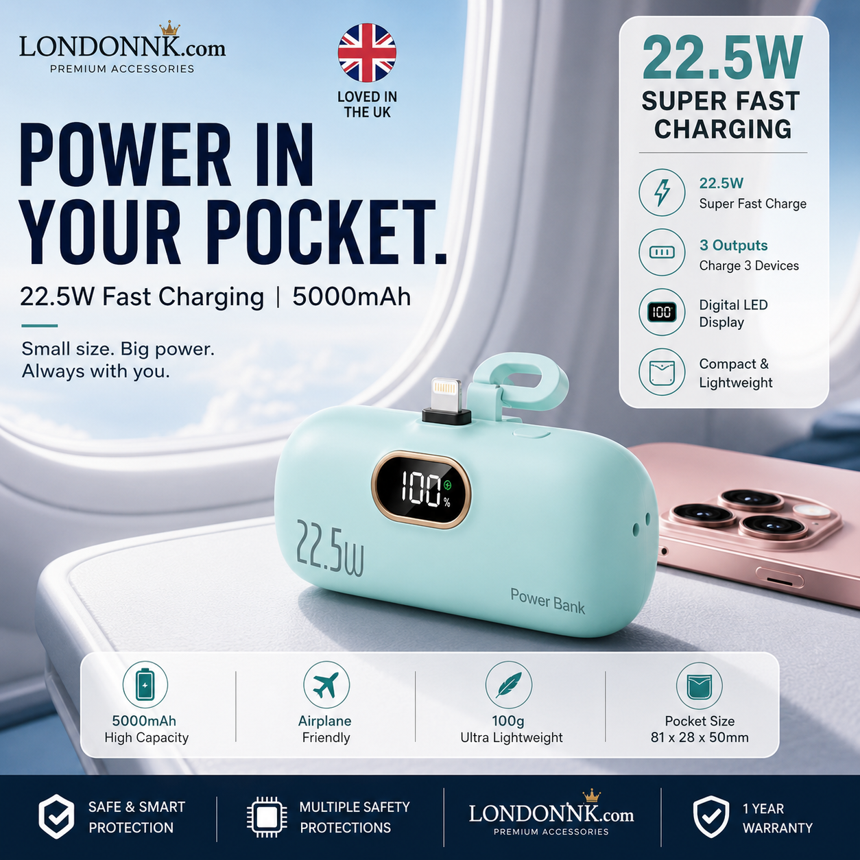 FLASH SALE - ￡9.99!!5000mAh Mini Portable Charger Power Bank for phone