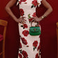 Cheongsam Style Rose Floral Print Tiered Flare Sleeve Stretch Maxi Dress