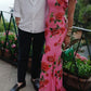 🖤 Black Friday Early Access: 50% OFF 🖤Cheongsam Style Rose Floral Print Tiered Flare Sleeve Stretch Maxi Dress