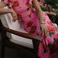 Cheongsam Style Rose Floral Print Tiered Flare Sleeve Stretch Maxi Dress