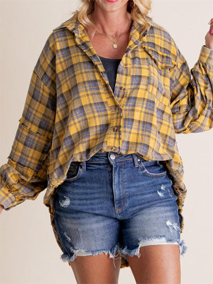 🔥Hot Sale 68% OFF🔥🏆Women's Mineral Washed Button Down Plaid Shirt