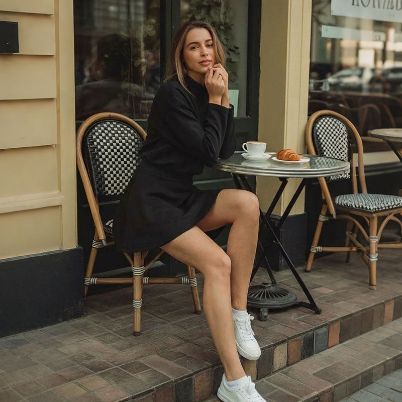 💖Black Friday Mega Deal – 50% off!💖 ✨Women's Mock Neck Knit A-Line Mini Dress