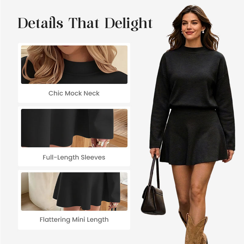 💖Black Friday Mega Deal – 50% off!💖 ✨Women's Mock Neck Knit A-Line Mini Dress