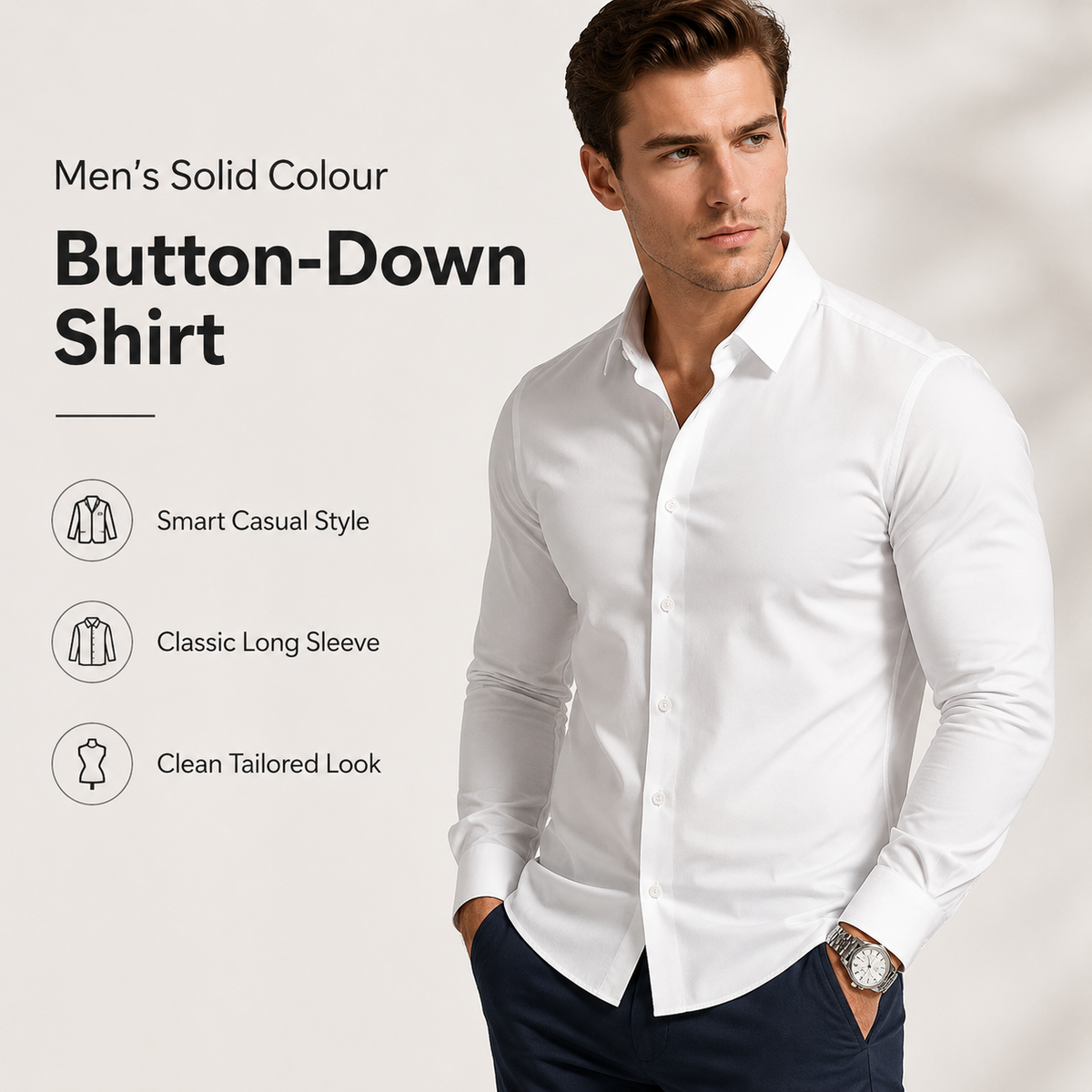 💖Black Friday Mega Deal – 50% off!💖 ⏰Men's Solid Color Lapel Long Sleeve Button-Down Shirts