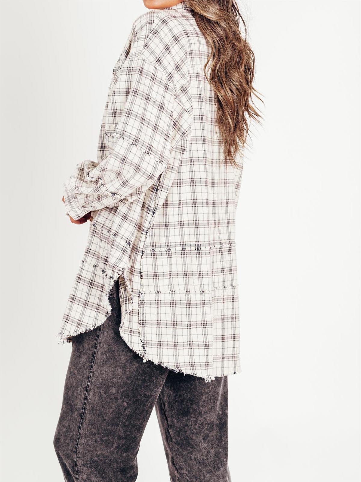 🔥Hot Sale 68% OFF🔥🏆Women's Mineral Washed Button Down Plaid Shirt