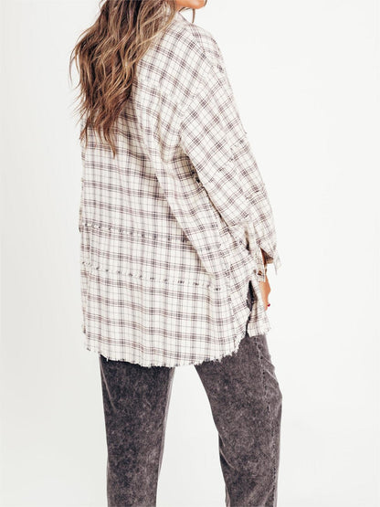 🔥Hot Sale 68% OFF🔥🏆Women's Mineral Washed Button Down Plaid Shirt