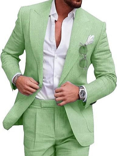 🔥HOT SALE 50% OFF🔥Men’s Breathable Linen Formal Suit Blazer and Pants 2-piece Set