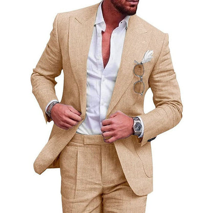 🔥HOT SALE 50% OFF🔥Men’s Breathable Linen Formal Suit Blazer and Pants 2-piece Set