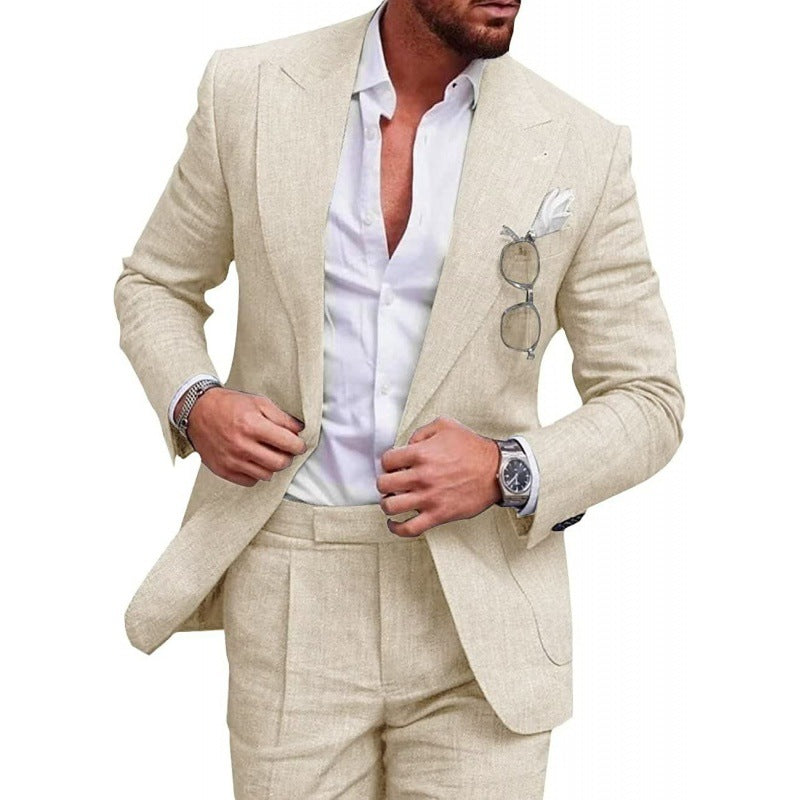 🔥HOT SALE 50% OFF🔥Men’s Breathable Linen Formal Suit Blazer and Pants 2-piece Set