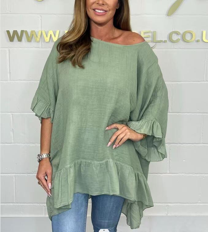 🌷Limited Time 52% OFF💞Loose Pleated Off Shoulder Blouses for Women