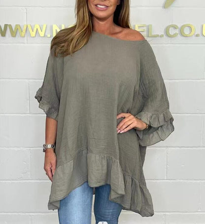 🌷Limited Time 52% OFF💞Loose Pleated Off Shoulder Blouses for Women