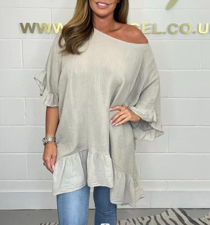 🌷Limited Time 52% OFF💞Loose Pleated Off Shoulder Blouses for Women